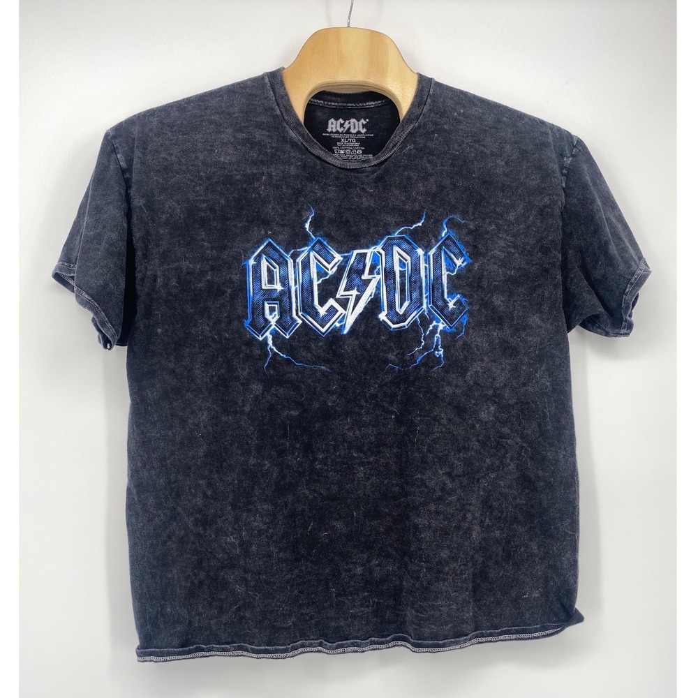 AC/DC T-Shirt XL Black Acid Wash Let There Be Rock World Tour 1977 Excellent